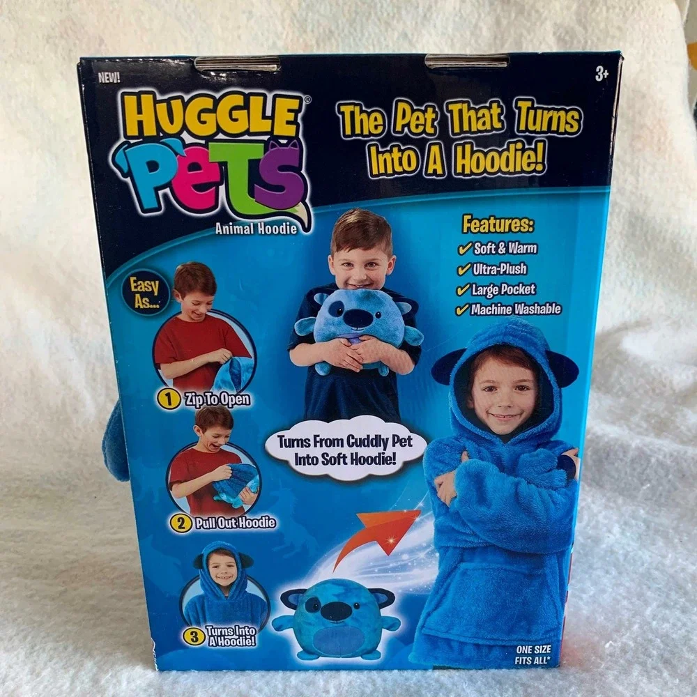 NWT Huggle Pets Kids Plush Animal Hoodie Snuggly Puppy One Size Ages 3-11 - Picture 3 of 5